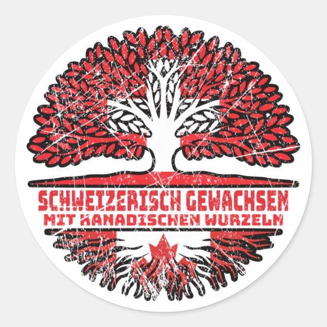 Kanada Kanadisch Schweizer Schweiz Baum Wurzel Classic Round Sticker (Front)