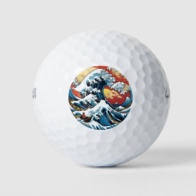 Kanagawa Japanese The great wave Golf Balls (Front)