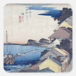 Kanagawa: View of the Ridge Square Sticker