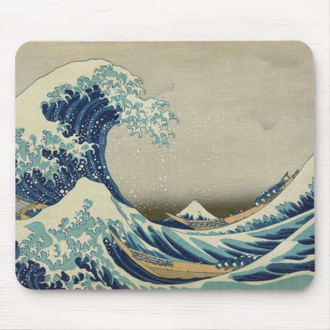 Kanagawa Wave by Katsushika Hokusai Mouse Pad (Front)