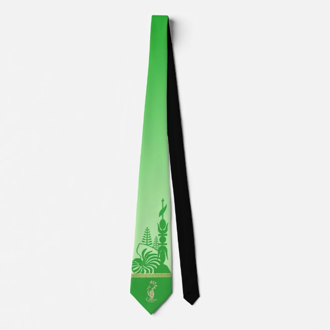 Kanak arrowhead neckline. Green Jade. Tie (Front)