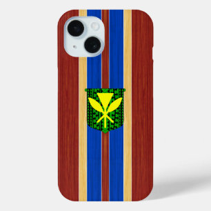 Kanaka Maoli Faux Wood Surfboard iPhone 15 Case