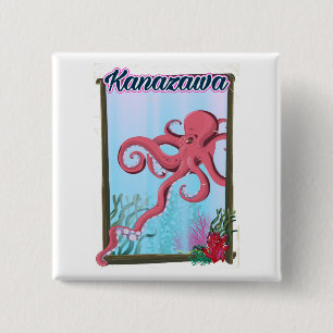Kanazawa Japan vintage style travel poster 15 Cm Square Badge