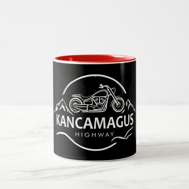Kancamagus Highway New Hampshire Motorcycle Two-Tone Coffee Mug (Center)