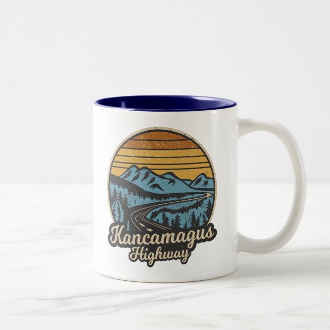 Kancamagus Highway New Hampshire Retro Two-Tone Coffee Mug (Right)