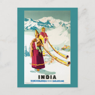 Kanchenjunga India Vintage Travel Poster Restored Postcard
