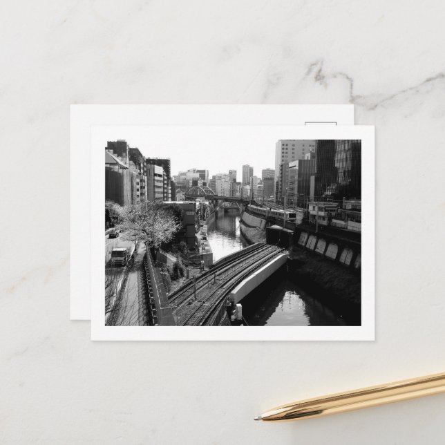 Kanda River: Ochanomizu, Tokyo Postcard (Front/Back In Situ)