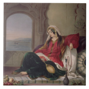 Kandahar Lady of Rank, Engaged in Smoking, plate 2 Ceramic Tile