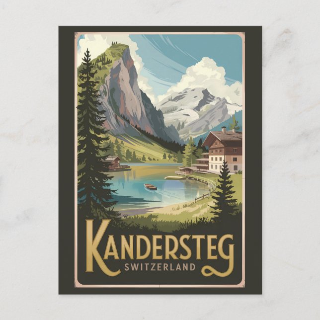 Kandersteg Switzerland Illustration Travel Art Postcard (Front)