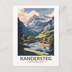 Kandersteg Switzerland Painterly Travel Art Retro Postcard