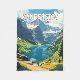 Kandersteg Switzerland Travel Art Vintage Fleece Blanket