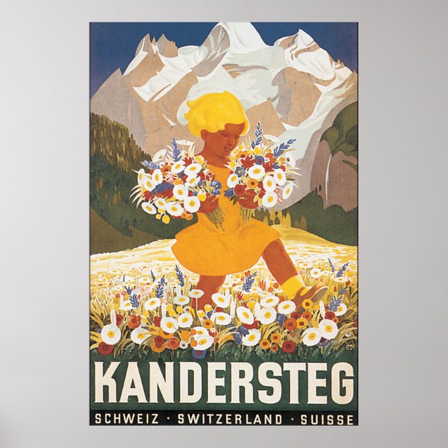 Kandersteg Switzerland Vintage Travel Poster (Front)