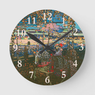 Kandinski Riding Couple Abstract Painting Round Clock