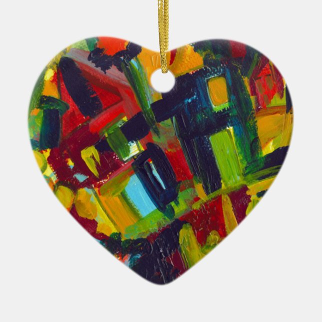 Kandinsky 304 Colourful Abstract Artwork Ceramic Ornament (Front)