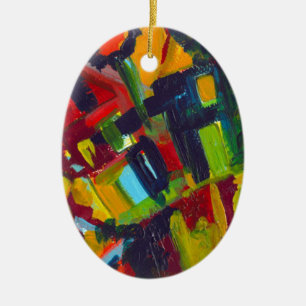 Kandinsky 304 Colourful Abstract Artwork Ceramic Tree Decoration