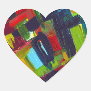 Kandinsky 304 Colourful Abstract Artwork Heart Sticker