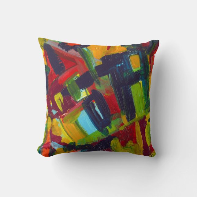 Kandinsky '304' Colourful Abstract Painting Cushion (Front)