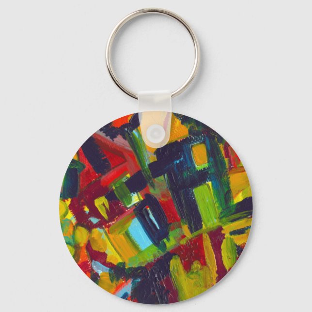 Kandinsky '304' Colourful Abstract Painting Key Ring (Front)