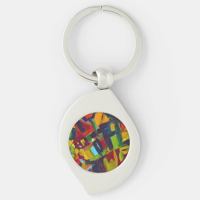 Kandinsky '304' Colourful Abstract Painting Key Ring (Front)
