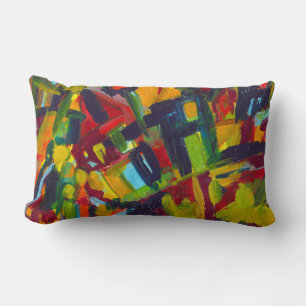 Kandinsky '304' Colourful Abstract Painting Lumbar Cushion
