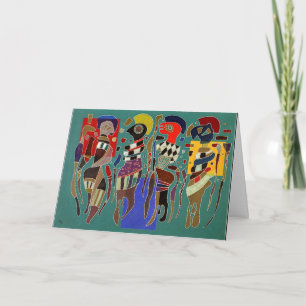 Kandinsky - 4 figures on 3 squares card