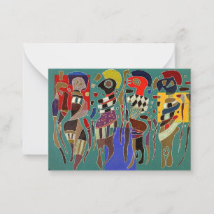 Kandinsky - 4 figures on 3 squares card