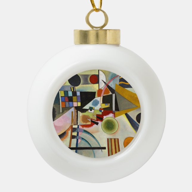 Kandinsky Abstract Artwork Ceramic Ball Christmas Ornament (Front)