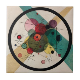 Kandinsky Abstract Circles in a Circle Ceramic Tile