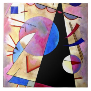 Kandinsky - Abstract Cubism with Pinks and Blues Ceramic Tile