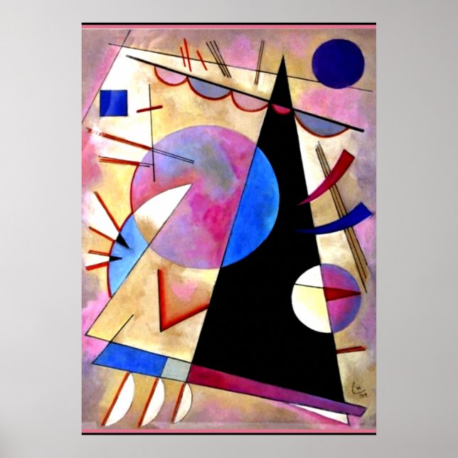 Kandinsky - Abstract Cubism with Pinks and Blues Poster (Front)