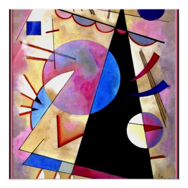 Kandinsky - Abstract Cubism with Pinks and Blues Poster (Front)