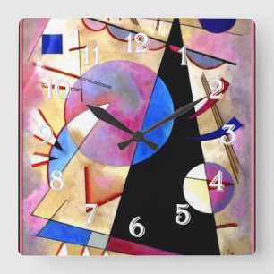 Kandinsky - Abstract Cubism with Pinks and Blues Square Wall Clock