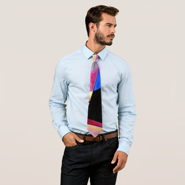 Kandinsky - Abstract Cubism with Pinks and Blues Tie (In Situ)