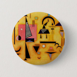 Kandinsky Abstract Decisive Pink Geometric Shapes 6 Cm Round Badge