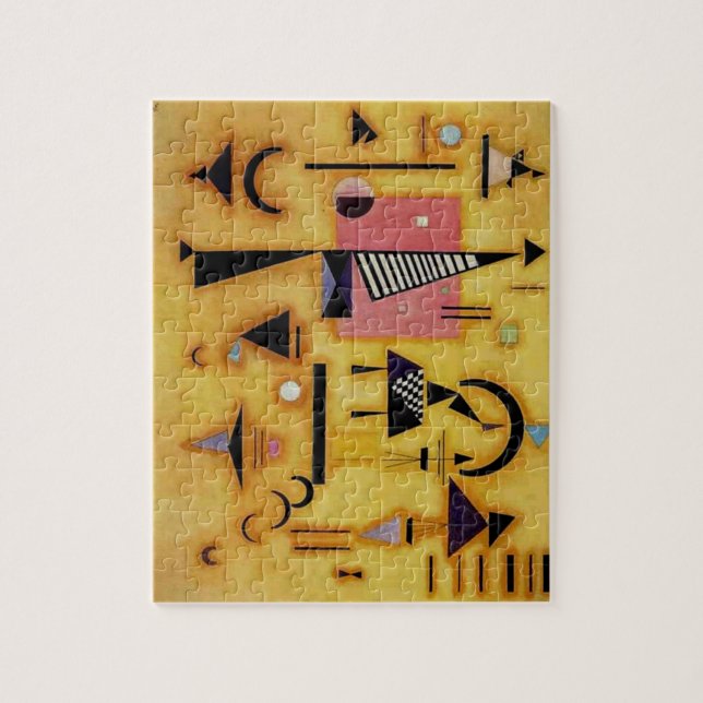 Kandinsky Abstract Decisive Pink Geometric Shapes Jigsaw Puzzle (Vertical)