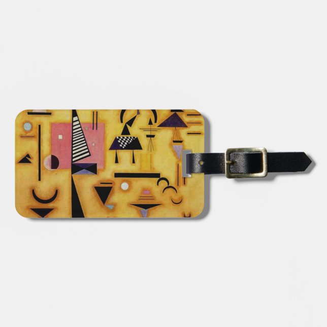 Kandinsky Abstract Decisive Pink Geometric Shapes Luggage Tag (Front Horizontal)