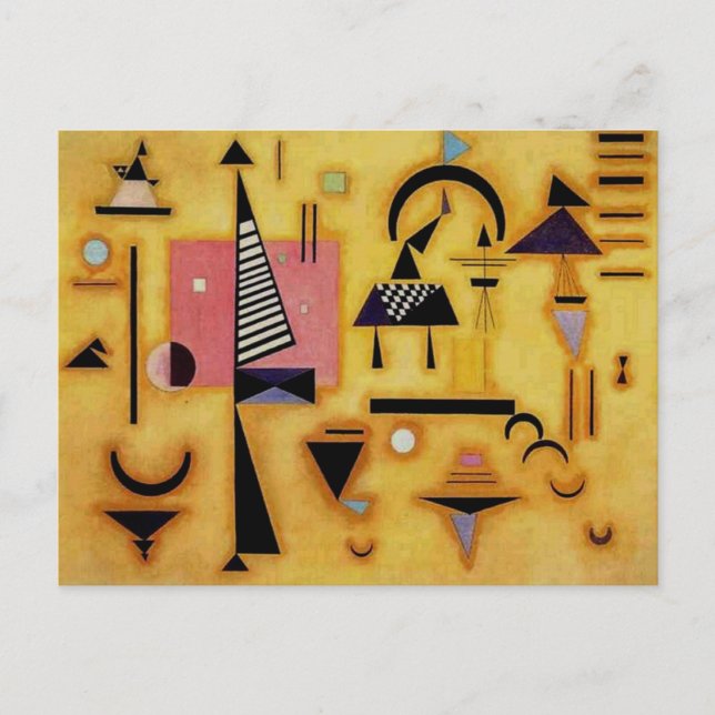 Kandinsky Abstract Decisive Pink Geometric Shapes Postcard (Front)