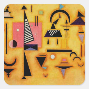 Kandinsky Abstract Decisive Pink Geometric Shapes Square Sticker