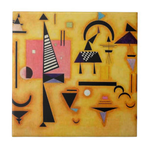 Kandinsky Abstract Decisive Pink Geometric Shapes Tile