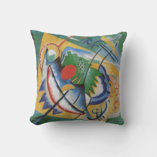Kandinsky Abstract 'Oval Red' Green Yellow Cushion