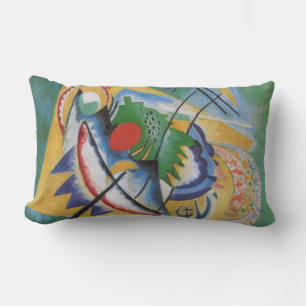 Kandinsky Abstract 'Oval Red' Green Yellow Lumbar Cushion