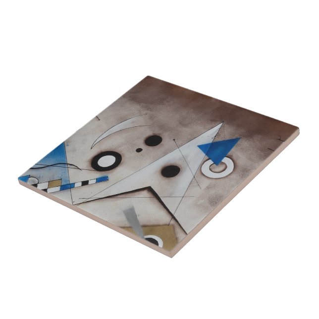 Kandinsky abstract painting mid century modern art ceramic tile (Side)