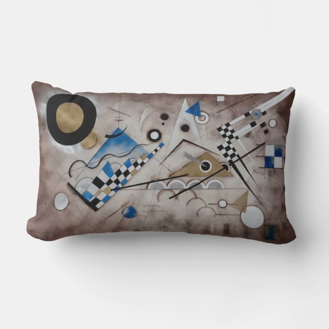 Kandinsky abstract painting mid century modern art lumbar cushion (Front)