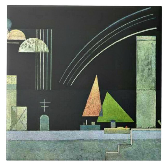 Kandinsky - At Rest, famous painting, Ceramic Tile (Front)