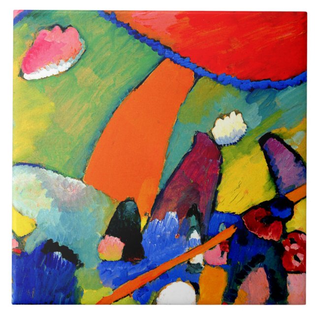 Kandinsky - Beach Scene, famous painting, Ceramic Tile (Front)