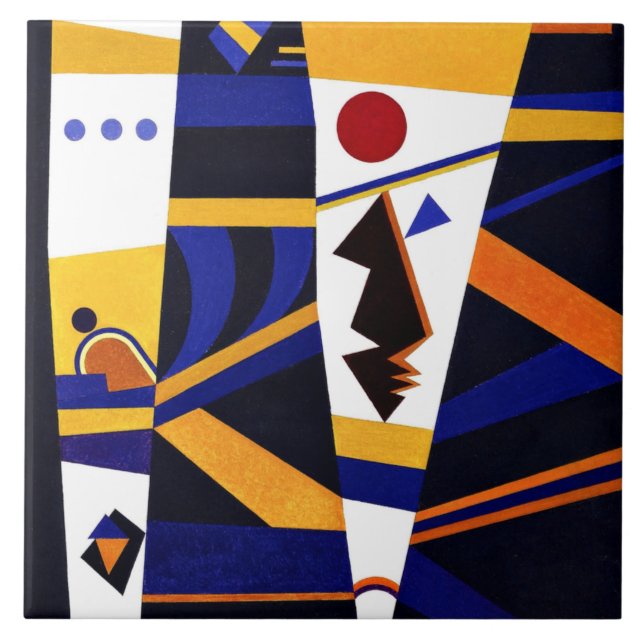 Kandinsky - Binding, colourful abstract artwork Ceramic Tile (Front)