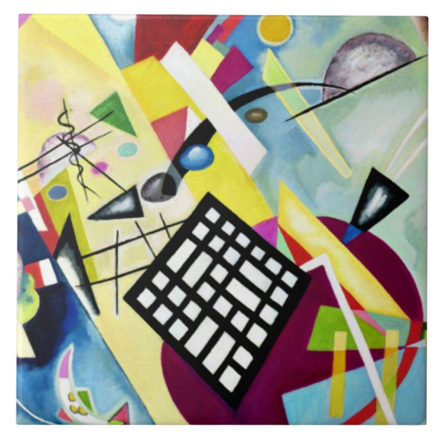 Kandinsky - Black Grid Ceramic Tile (Front)