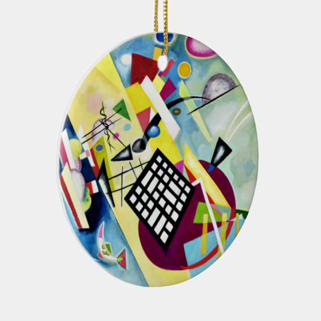 Kandinsky - Black Grid, popular abstract art, Ceramic Ornament (Right)
