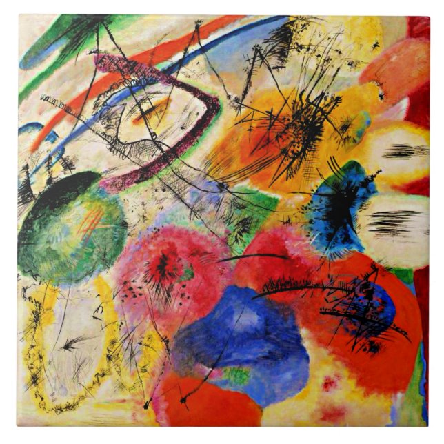 Kandinsky - Black Lines Ceramic Tile (Front)