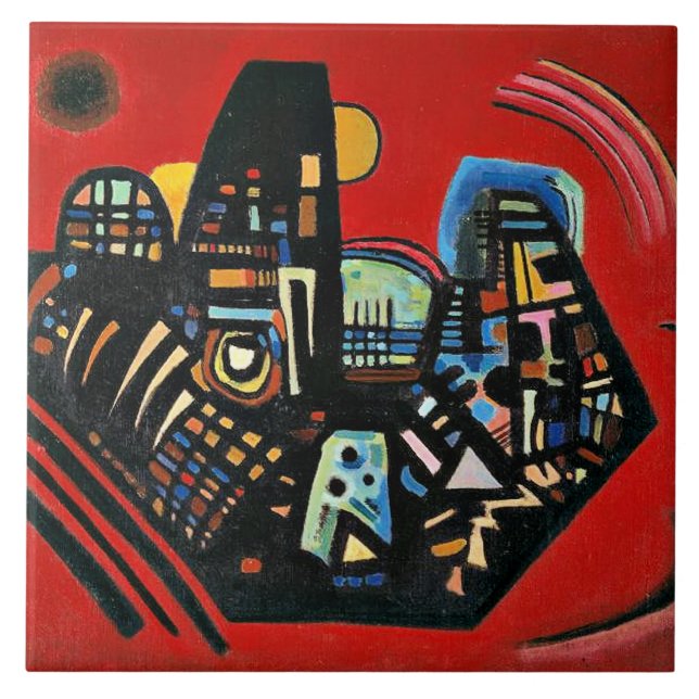 Kandinsky - Black-Red, famous painting Ceramic Tile (Front)